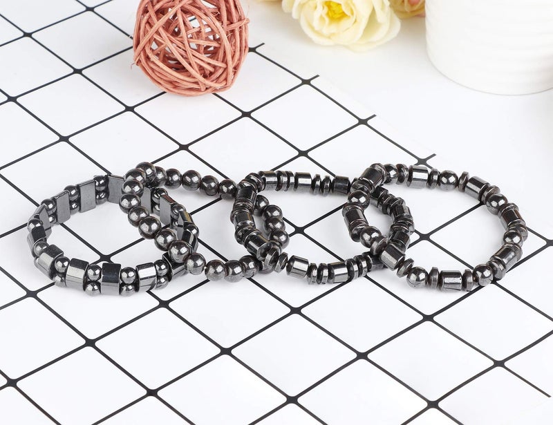 THUNARAZ 4Pcs Hematite Bracelet for Men Women Bangle Bracelet Magnetic Tiger Eye Bracelets - Image 2